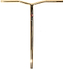 Introducing the Dare Wing Steel Standard SCS Stunt Scooter Bars in Gold, measuring 685mm x 610mm. These T-shaped handlebars, crafted from durable Chromoly Steel, feature a small logo at the center joint and are compatible with SCS systems. Their straight design includes a slightly raised middle section, elegantly showcased against a white backdrop.