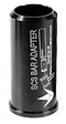 A black cylindrical metal object branded as "Blunt Envy" with white instructions and a simple diagram, labeled "Blunt Envy SCS Scooter Bar Adapter - Standard Sized," is specifically designed for compatibility with SCS bars on scooters.