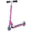 The JD Bug Classic Street 120 Kids Foldable Kick Scooter in Pastel Pink features a lightweight design with two wheels, a black textured deck, and a silver adjustable handlebar with comfortable black grips.