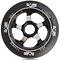 The Dare Motion 110mm Stunt Scooter Wheel in black features an aluminum core and is adorned with white "DARE," "88A," and "110MM" text. This 88a polyurethane wheel boasts a sleek five-spoke design.