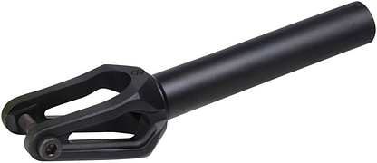 The Native Stem SCS/HIC Stunt Scooter Fork in black is a stylish metal fork designed for beginner riders. It includes two open prongs and a cylindrical neck for easy attachment, making it perfect for street riding.