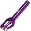 The Apex Quantum SCS/HIC Stunt Scooter Forks - Purple by Apex provide a robust fork upgrade with a sleek, minimalist design. This scooter fork comes in purple and includes a cylindrical stem, reinforced base, and prominently displays the logo near the top.