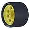 The Radar Halo 91A Roller Derby Wheels in Charcoal and Yellow, measuring 59mm x 38mm, are an eye-catching choice with their unique design, making them an excellent option for derby enthusiasts.