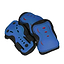 The SFR Essentials Junior Triple Skate Protection Pad Set - Blue / Red by SFR includes knee pads, elbow pads, and wrist guards with blue protective pads and black straps, ideal for sports such as skating or biking.