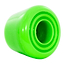A close-up view of the brightly-colored Rio Roller Toe Stops in green, showcasing their smooth surface and craftsmanship reminiscent of skate models. The toe stop is shown from the side, accentuating its cylindrical shape and hollow center.