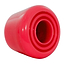 A close-up view of the Rio Roller Toe Stops - Red, showcasing their cylindrical shape with an open end that resembles a stylized suction device or stopper. The smooth, shiny surface from Rio Roller reflects light, highlighting its texture and form.