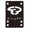 The Enuff Skateboard Shock Pads (Pair) - Black, branded with the Enuff logo and "ENUFF" beneath it, are designed to minimize shock for a smooth ride. These pads come with eight mounting holes.