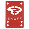 The Enuff Skateboard Shock Pads in red feature a white stylized looped logo with the word "ENUFF" beneath. They have four mounting holes on each side, providing a comfortable ride and ensuring smoother and more controlled skating.