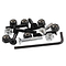 The Enuff Allen Key Skateboard Truck Bolts, measuring 1.25 inches and available in black, include a variety of screws, nuts, and an L-shaped hex key that are essential for any custom skateboard setup. These components are randomly arranged on a white background.