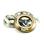 A stack of Tilt Integrated Stunt Scooter Headsets in gold is displayed, showcasing green accents and precision-sealed bearings with an anodized dust cover and a copper-colored top piece prominently in the foreground against a plain background.