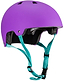 The Harsh ABS Skate/Scooter Helmet in purple has impact-absorbing ABS construction, complete with teal adjustable straps and a black interior lining. It's presented at a three-quarter angle.