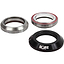 Three metal headset bearings for bicycles are displayed, featuring aluminium alloy construction. One is silver with a visible inside ring, another sports red detailing, and the third is the Dare Fighter Integrated Stunt Scooter Headset in black with a white "DARE SPORTS CO." logo. All boast integrated headset designs and sealed bearings for durability.