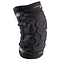The Triple 8 ExoSkin Knee Skate Protection Pads in black feature striking red and white text, making them the perfect choice for extreme sports enthusiasts.