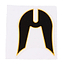 The Ethic DTC Logo Sticker showcases a stylized black helmet with a central vertical opening, outlined in yellow, on a white background—ideal for any Ethic fan.
