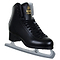 The Jackson Mystique 1592 Figure Ice Skates - Black feature a stylish black boot with a cozy lace-up design and a logo on the tongue. Fitted with polished chrome steel blades, these skates from Jackson seamlessly combine style and performance for figure skating enthusiasts.