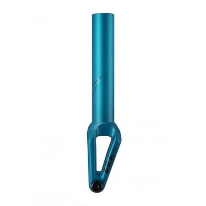 The Blunt Envy SOB V3 SCS/HIC Stunt Scooter Forks in teal feature a sleek, minimalist design with a smooth cylindrical top and a stylish triangular cutout. Compatible with SCS compression, these forks enhance your ride with precision and flair.