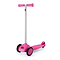 Introducing the Xootz Mini Tri-Scooter - Pink, ideal for first-time scooter riders. This three-wheeled scooter boasts vibrant pink handlebars and wheels, a sleek silver metal stem, and a reliable foot brake on the rear wheel, ensuring safety and style for young adventurers.