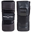 Introducing the Pro-Tec Street Skate Protection Wrist Guards - Black: a pair of ergonomically designed black wrist guards from Pro-Tec, featuring splints for enhanced support. The left guard displays the "Pro-Tec" spade icon while the right includes a protective plastic plate, all secured with adjustable Velcro straps.