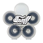 A transparent, flower-shaped case holds eight polished chrome Enuff ABEC 9 Skateboard Bearings. The sealed and water-resistant case showcases the brand name, Enuff, along with their website URL: www.enuffsk8.co.uk.