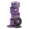Set of four Orangatang Nipples Purple Longboard Bushings - Medium 87A, highlighted by a black swirl design and made from high rebound urethane to enhance carving and pumping, along with three black washers.