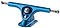 The Paris V3 Cobalt Blue Longboard Trucks are precisely highlighted against a white backdrop, showcasing their articulating parts and design details. Crafted with proprietary alloy and featuring silver axles, these 180mm trucks have "Paris" engraved on the baseplate.