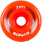 The Radar Sonar Zen 85A Quad Roller Skate Wheel, in a vibrant red color, is ideal for quad skating. This wheel measures 62mm x 32mm and includes the text "Zen," along with "85a." It also features bold black design lines and a central hole, perfect for outdoor recreation.
