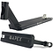 Two Apex Pro Black Boxed Stunt Scooter Decks, each measuring 5" x 20.9", boast a sleek design with a black finish. The side profile features a curved neck and smooth lines, while the underside prominently displays the Apex logo. With boxed deck ends and T6 heat treatment, these decks ensure both durability and style.