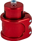 An Apex Lite 2 Bolt Oversized Stunt Scooter Clamp & HIC Kit by Apex, designed in red with a cylindrical form and topped with a round metal cap. It includes two side bolts and has a sleek, polished finish resembling CNC milling.
