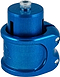 A blue Apex Lite 2 Bolt Oversized Stunt Scooter Clamp & HIC Kit features a quick-release lever and hex bolt on top. With smooth edges and a two-bolt design, this lightweight clamp ensures secure attachment. The polished finish adds a sleek touch, reminiscent of the sturdy yet refined design of an aluminum bicycle seat post clamp.