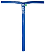 The Apex Bol Steel Oversized HIC Stunt Scooter Bars in Blue, measuring 610mm x 560mm, are expertly crafted from durable 4130 Chromoly Steel and feature a T-shape design. These scooter handlebars showcase the iconic Apex logo alongside a distinctive green tag on the right side, all seamlessly finished with a sleek powder coat.