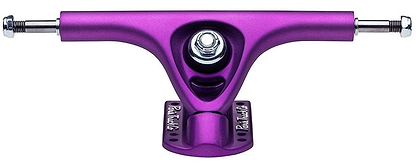 Close-up of the Paris V3 Magic Magenta Longboard Truck with a metallic finish. It features a polished central pivot and mounting base, with silver axles extending from both sides. The brand name "Paris" is printed on the base, highlighting its signature style.