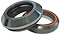 Close-up of two smooth bearings from the Blunt Envy Integrated Stunt Scooter Headset - Silver Chrome, with "BLUNT" engraved on one. They boast a shiny silver finish and orange accents, subtly stacked to emphasize their cylindrical form. Their sleek design is enhanced by an aluminum top cap.