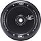 A black Blunt Envy 110mm Hollow Core Stunt Scooter Wheel, branded with a silver core and adorned with white text stating "110 ONE HUNDRED AND TEN MILLIMETER 86A." The wheel is designed with a geometric logo and includes a central bearing for optimal performance.