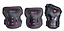 Introducing the Bullet Blast V2 Junior Triple Skate Protection Pad Set in Black and Pink by Bullet, featuring a sleek pair of knee pads and an elbow guard. Designed for action sports enthusiasts, this set offers pink accents for a stylish touch while ensuring top-notch protection.