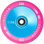 The CORE Hollow Core V2 110mm Stunt Scooter Wheel in Pink and Blue highlights a hollow core design with a vibrant pink outer rim and blue inner hub. The bold white text displays "CORE" and "110MM 88A HOLLOW CORE," while the central black ABEC-9 bearing enhances precision during your ride.