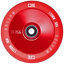 Introducing the CORE Hollow Core V2 110mm Stunt Scooter Wheel in Red, featuring a striking solid red design with "CORE" and "110MM 88A" text around the edge. Crafted for high-performance rides, this lightweight wheel boasts a hollow core center, making it an ideal upgrade for your stunt scooter.