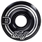 The Enuff Refresher II 53mm Skateboard Wheels in black showcase silver concentric circles and the stylish "Enuff" script, highlighting their cutting-edge Refresher formula for peak performance.
