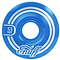 The Enuff Refresher II 53mm Skateboard Wheels in Blue showcase silver stripes with the "Enuff" branding, designed using the Refresher formula. Ideal for anyone looking for premium quality skateboard wheels.