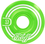 A vivid green skateboard wheel adorned with white stripes, showcasing the "53 MM" and "Enuff" branding in white lettering, designed with the 55D Formula for improved performance. This is the Enuff Refresher II 53mm Skateboard Wheel.