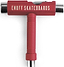 This Enuff Essential Skateboard Multi T-Tool is a red, T-shaped marvel for skateboard maintenance. Featuring the brand "Enuff" prominently, it includes various sockets and an Allen key for precise adjustments.
