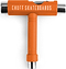 The Enuff Essential Skateboard Multi T-Tool in bold orange features the "Enuff" brand on its top bar and includes versatile metal sockets to cater to all your skateboarding needs.