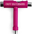 The Enuff Essential Skateboard Multi T-Tool in pink, featuring the "Enuff" brand name printed in white, is a versatile T-shaped tool equipped with multiple sockets and an Allen key for efficient adjustment of various skateboard components.