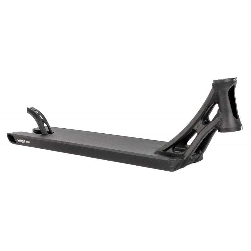 The Ethic DTC Vulcain Boxed 12 STD Black Stunt Scooter Deck, measuring 5.1" x 20.9", is an ideal choice for freestyle or trick scooters with its integrated head tube and rear wheel mount. It features the 12 STD bearing system and showcases a minimalist, sleek design perfect for performance-oriented riders.