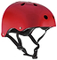 The SFR Essentials Skate / Scooter Helmet in matt red boasts black adjustable straps and multiple ventilation holes. Its side view showcases a smooth surface and secure fit, offering both safety and comfort for any adventure.