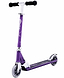 The JD Bug Classic Street 120 Kids Foldable Kick Scooter in matt purple offers a sleek, lightweight design with adjustable T-shaped handlebars featuring black grips, sturdy frame, and silver wheels. It also showcases a stylish graphic on the deck for added flair.