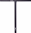 The Longway Kronos Titanium Oversized HIC Stunt Scooter T-Bars in black, measuring 700mm x 610mm, are lightweight with a sleek T-shape. They prominently feature Longway branding at the top and an hourglass logo near the base, offering both durability and style for your custom scooter handlebar needs.