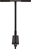Front view of the Native Stem 495mm S Complete Stunt Scooter in black, featuring a T-shaped handlebar, rubber grips, and visible front wheel—ideal for beginners.