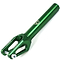 The Apex Quantum SCS/HIC Stunt Scooter Forks by Apex provide a robust upgrade for your scooter, boasting a green anodized metal construction with a cylindrical stem and two prongs. This fork features the brand's logo near the top and comes with a bolt at the base for simple installation.