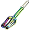 The Root Industries AIR IHC Stunt Scooter Forks in Rocket Fuel Neochrome offer a lightweight design with a stunning rainbow-colored, metallic finish. Featuring a forked end for easy wheel attachment and an elongated cylindrical base for seamless handlebar connection, its gradient surface beautifully reflects vibrant shades. These forks are the perfect match for hollowcore air wheels, providing ultimate style and performance.