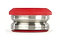 The Ethic DTC Silicone Integrated Stunt Scooter Headset in red, with its metal cylindrical body and intricate engravings, measures 30.5x41.8x8 mm and resembles parts commonly found in an Ethic DTC scooter headset. Its design suggests the presence of super smooth sealed bearings typical of high-quality setups, all depicted on a plain white background.